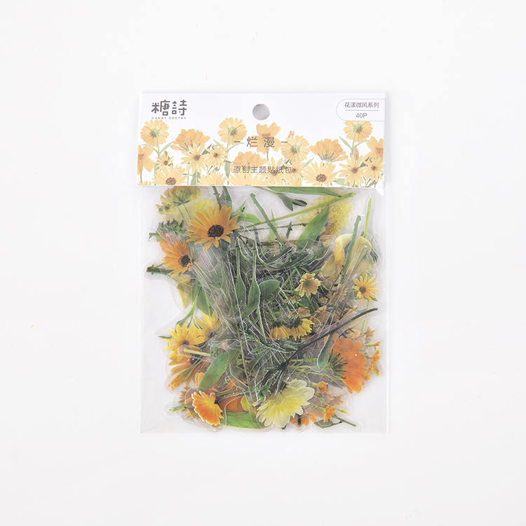 Flower Breeze PET Sticker Bag