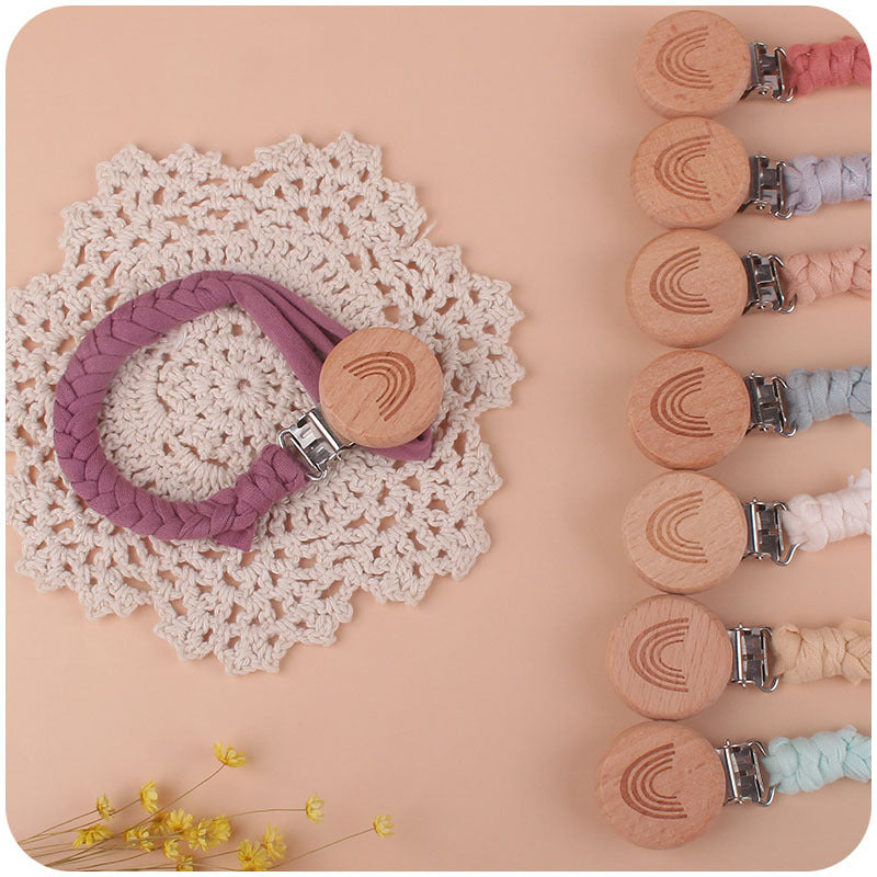 Baby Products Rainbow Beech Wood Pacifier Clip