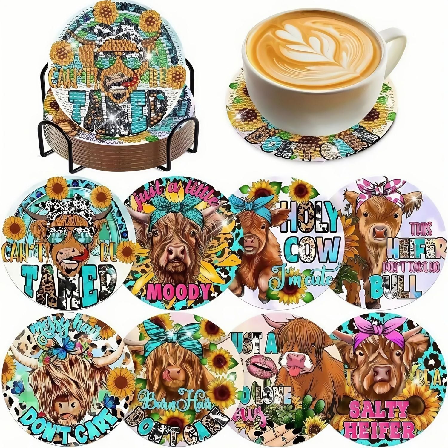 PET Handmade Creative Rhinestone Coaster