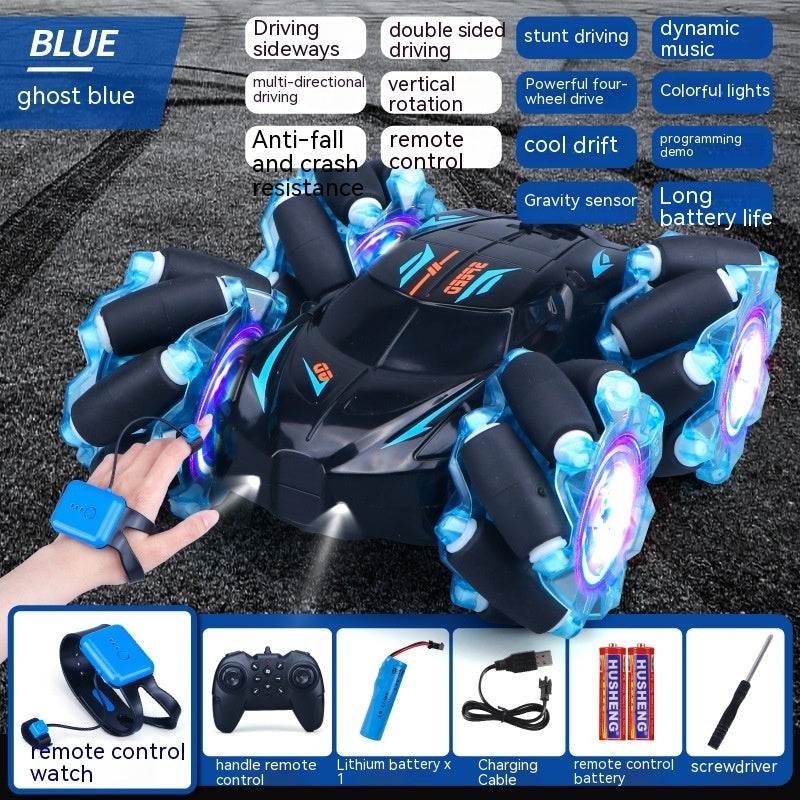24G High-speed Wireless Remote Control Car Light Music Four-wheel Drive Double-sided Driving Flip Rotating Drift Car Stunt Car