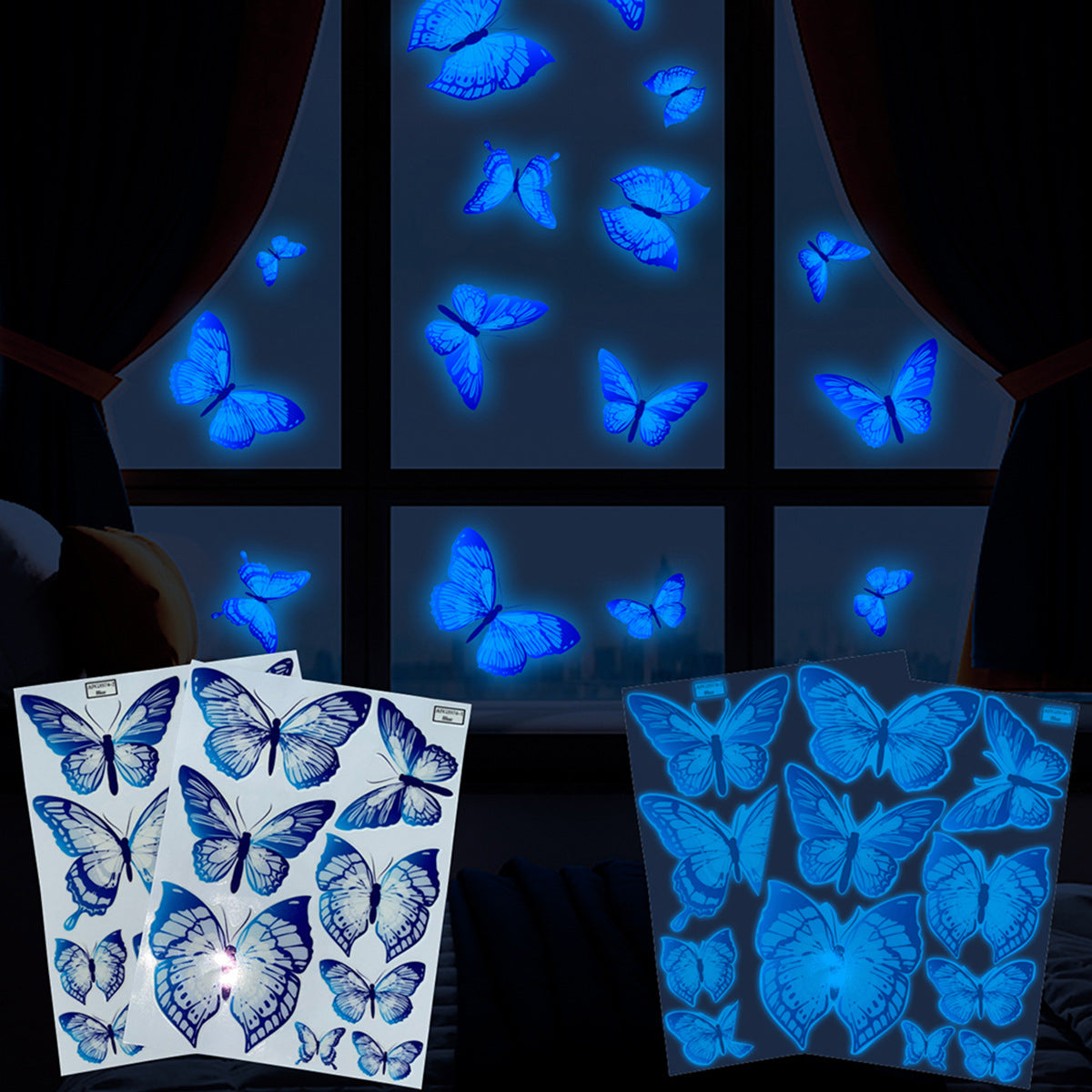 Blue Butterfly Luminous PET Sticker