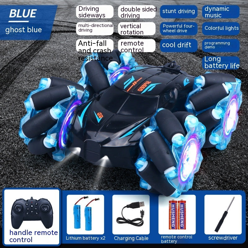 24G High-speed Wireless Remote Control Car Light Music Four-wheel Drive Double-sided Driving Flip Rotating Drift Car Stunt Car