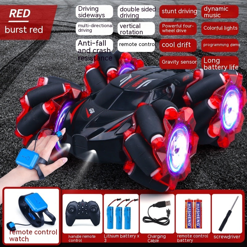 24G High-speed Wireless Remote Control Car Light Music Four-wheel Drive Double-sided Driving Flip Rotating Drift Car Stunt Car