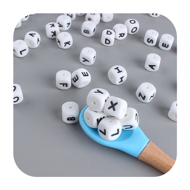12mm Baby Products 26 Silicone English Beads DIY Baby Name Fork Teether Accessories