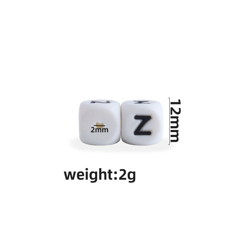 12mm Baby Products 26 Silicone English Beads DIY Baby Name Fork Teether Accessories